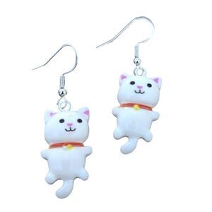 Cat Earrings White 